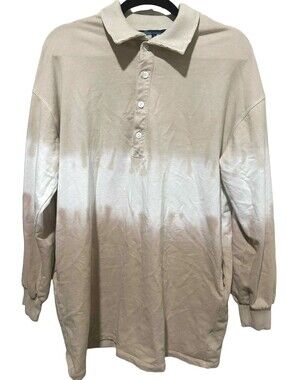 Shore Men’s Size M VTG Tan Tie Dye Polo Pocketed Y2k 90s Streetwear USA